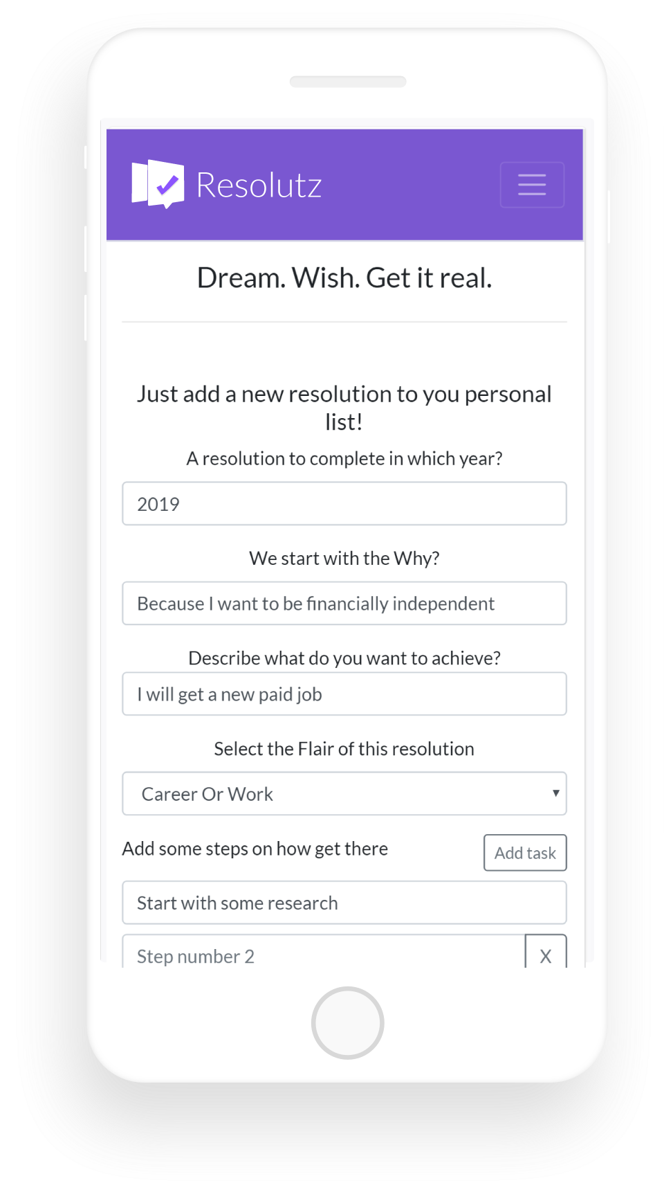 New Year Resolution App